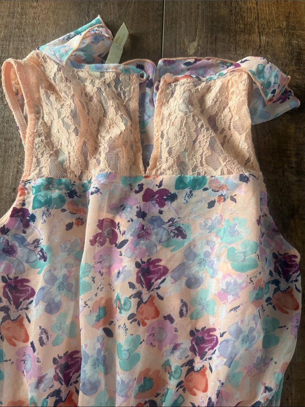 Candie's Pastel Floral High-Low Ruffle Dress - Picture 3 of 4